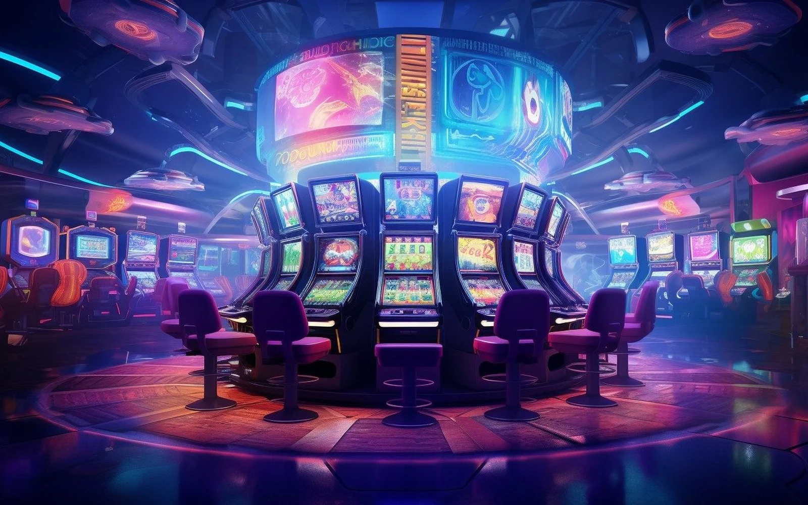 ภาพเกมสล็อตบนวงล้อพร้อมสัญลักษณ์พิเศษ